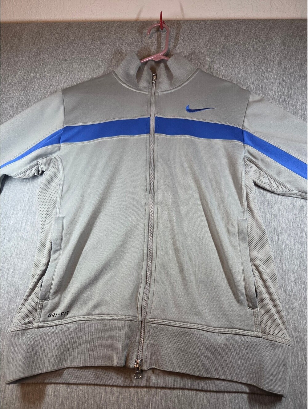 Nike Dri-FIT Men's Light Gray and Blue Track Jacket Size Small